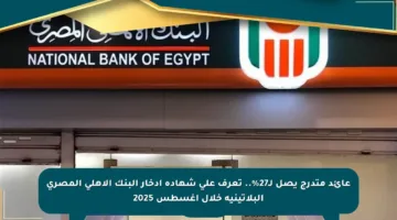 عائد متدرج يصل لـ27%.. تعرف على شهادة ادخار البنك الأهلي المصري البلاتينية خلال أغسطس 2025